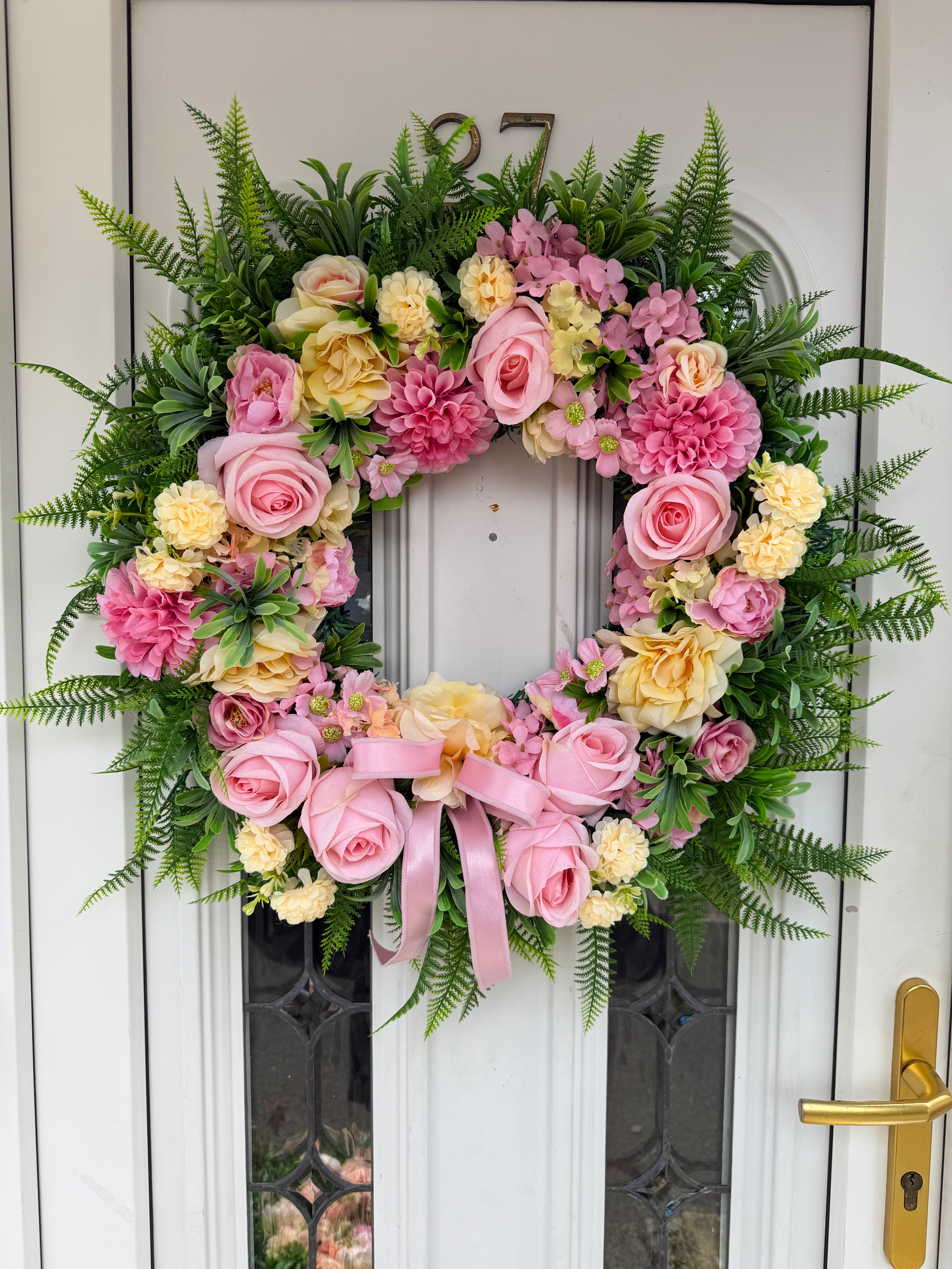 Lemon & Pink bow Wreath